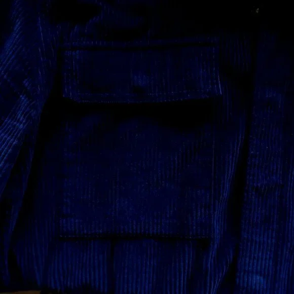 American Eagle Blue Corduroy Oversized Button Up Long Sleeve Trucker Shirt M - Picture 6 of 7